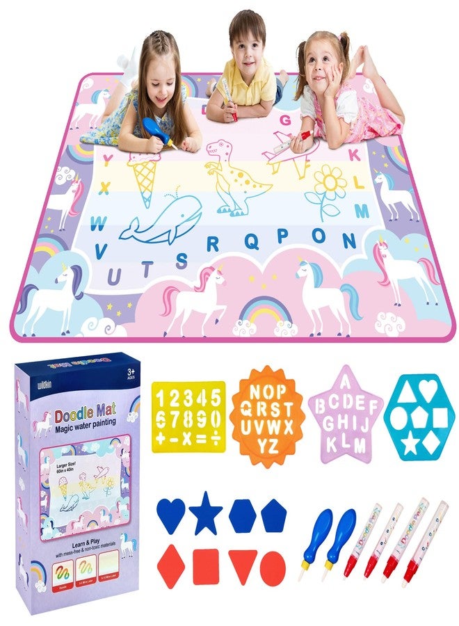Wildkin Doodle Mat - Extra Large 60 x 42 Inch Water Drawing Mat for Kids, Educational Learning Toy with Letters & Numbers, Mess-Free Coloring for Toddlers & Preschoolers (Unicorn Rainbows) - Image 1